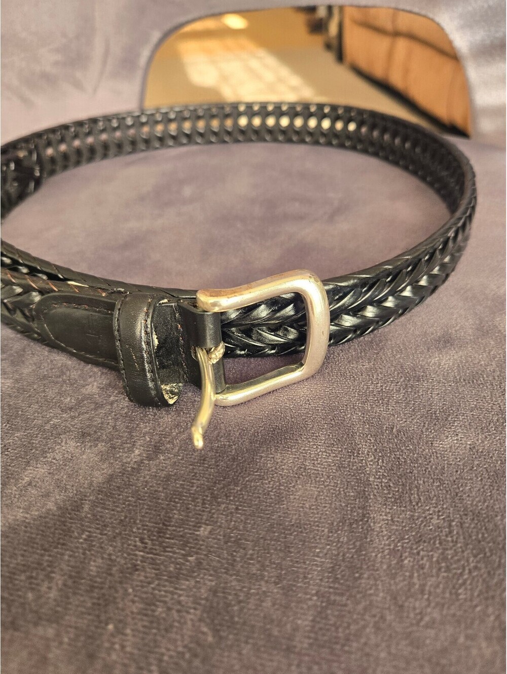 Dockers Vintage Black Braided Woven Leather Belt Size 38